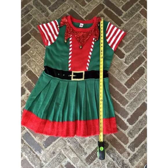 Christmas Elf Dress Sweater Bells Mrs.Claus Green Red Teacher Holiday XL (16-18) - Picture 7 of 8